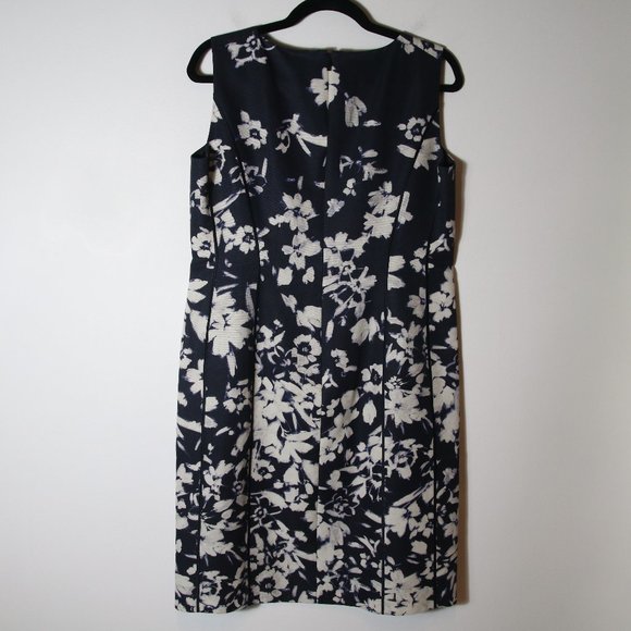 Lafayette 148 Evelyn Navy White Floral Dress Size 8 Sleeveless - Picture 8 of 10
